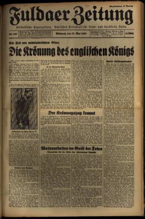 Erste Ausgabe vom Mittwoch, den 12. Mai 1937.