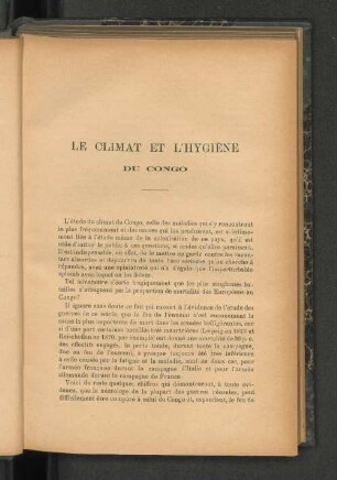 Le Climat et L'hygiene