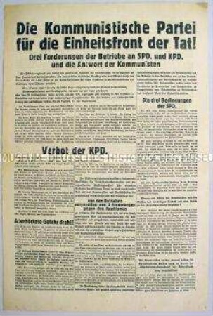 Sonderdruck der KPD zur Lage in Deutschland 3 Wochen nach der Regierungsübernahme Hitlers