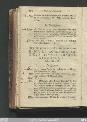 II. Scr. De Academiis, Societatibus Literariis, Gymnasiis Et Scholis.