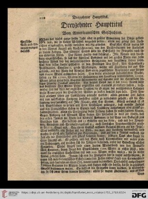 Dreyzehnter Haupttitul: Von Americanischen Geschichten