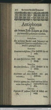 Antiphonae welche an denen Fest-Tägen zu Leipzig lateinisch gesungen werden