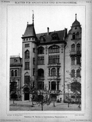 Tafel 63: Wohnhaus W. Martens in Charlottenburg, Fasanenstrasse 25. 1.