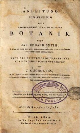Anleitung zum Studium der physiologischen und systematischen Botanik