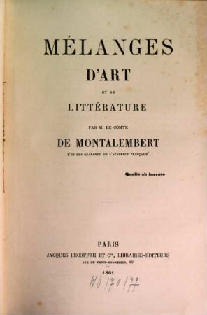 Oeuvres de M. le Comte de Montalembert, 6