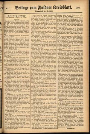 Zweite Ausgabe vom Samstag, den 02. Juli 1898.