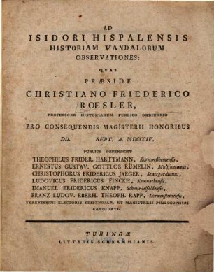 Ad Isidori Hispalensis historiam Vandalorum observationes