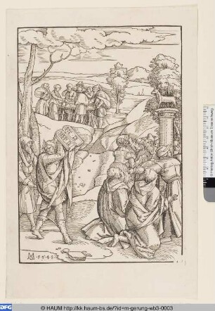 Moses mit den zehn Geboten und die Anbetung des Götzenbildes