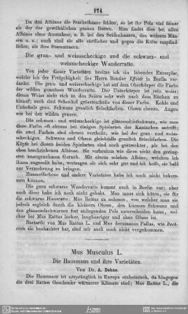 Mus musculus L., die Hausmaus und ihre Varietäten