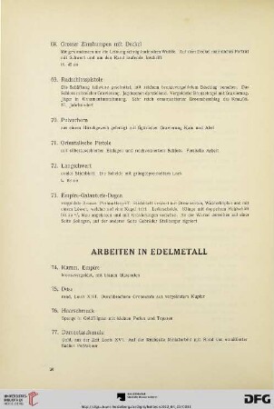 Arbeiten in Edelmetall (Nr. 74-99)