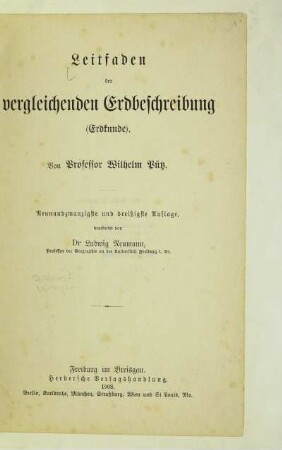 Leitfaden der vergleichenden Erdbeschreibung : (Erdkunde)