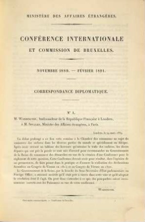 Conférence internationale de Bruxelles : Ministère des Affaires étrangères, 2