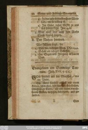 Evangelium am Sonntage Cantate. Joh. XVI, 5 - 15.