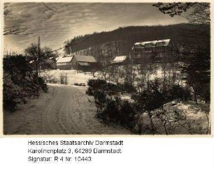 Nonrod im Odenwald, Kurhaus 'Pension Berg' / Ansicht mit Park im Winter