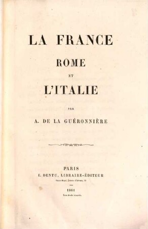 La France, Rome et l'Italie