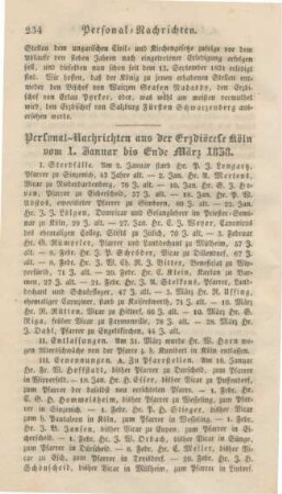 234-236 Personalnachrichten aus der Erzdiözese Köln