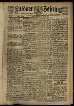 Erste Ausgabe vom Freitag, den 19. Januar 1912.