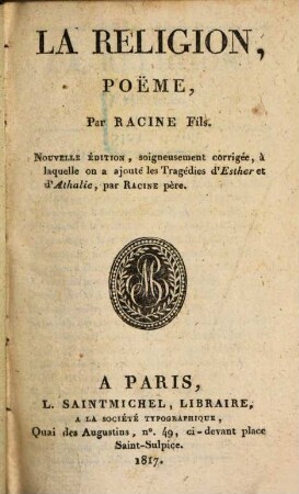 La Religion : Poëme par Racine