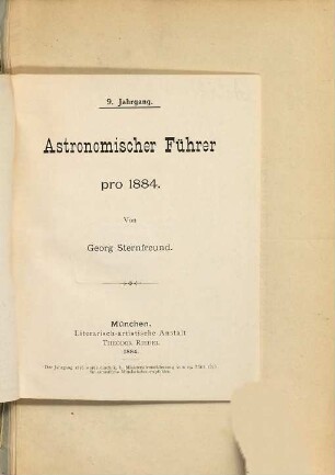 Astronomischer Führer : pro .... 1884 = Jg. 9
