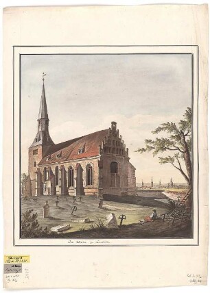 Ansicht der Kirche zu Leubnitz-Neuostra, Handzeichnung, 1794 : Die Kirche zu Leubnitz / Göbel del. - [S.l.] , 1794. - 1 Kunstbl. : kolor. Handzeichng. ; 30 x 21 cm