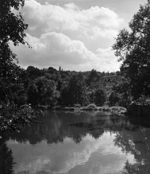 Schwäbisch Hall-Steinbach. Blick über den Steinbacher See
