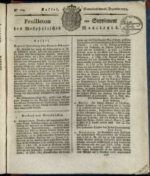 No. 104, Sonnabend den 26. Dezember 1812