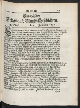 24. Stuck. den 13. Januarii. 1735.
