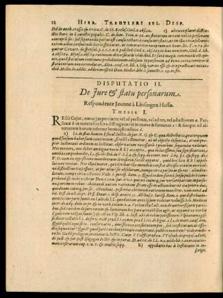 Disputatio II. De Iure et statu personarum.