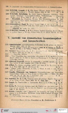 V. Auswahl von dramatischen Gesamtausgaben und Sammelwerken (Nr. 2100 - 2421)