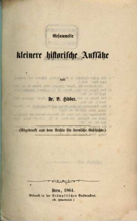 Gesammelte kleinere historische Aufsätze