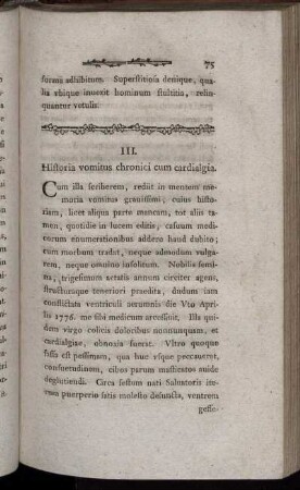 III. Historia vomitus chronici cum cardialgia.