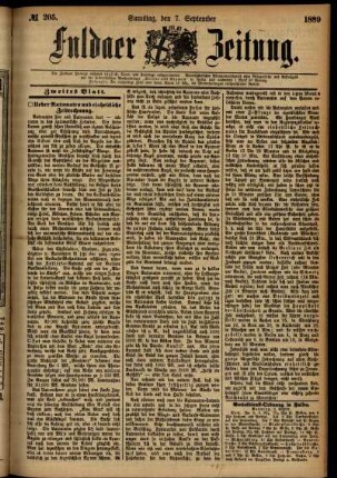 Zweite Ausgabe vom Samstag, den 07. September 1889.