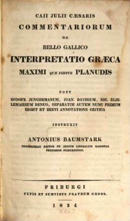 Commentariorum de bello Gallico interpretatio Graeca Maximi quae fertur Planudis