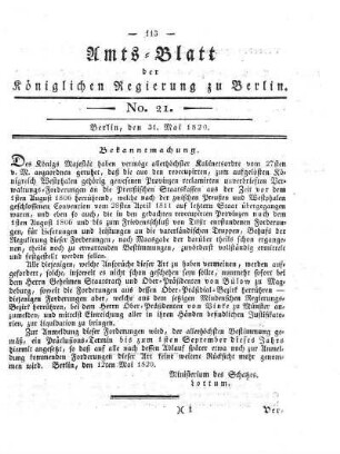 No. 21, 31. Mai 1820