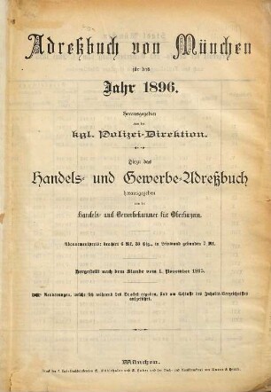 Adreßbuch für München. 1896