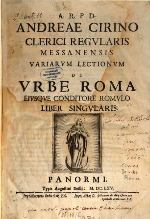 Variarum Lectionum de urbe Roma ... liber