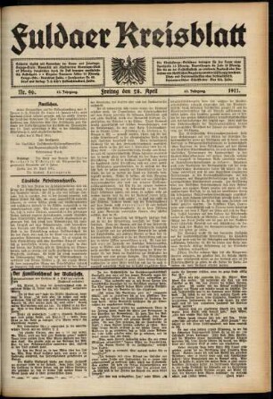 Ausgabe vom Freitag, den 28. April 1911.