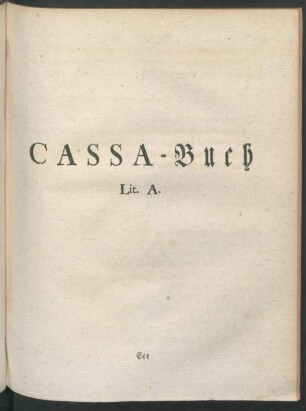 Cassa-Buch Lit. A.