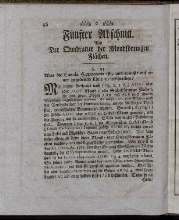 Fünfter Abschnitt. Von der Quadratur der Mondförmigen Flächen