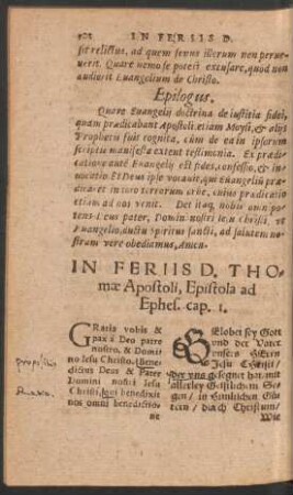In Feriis D. Thomae Apostoli ...
