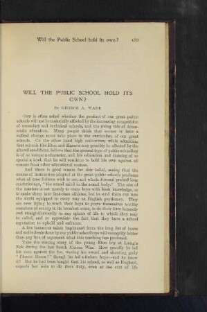 Will the Public School hold its own?