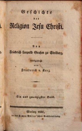 Geschichte der Religion Jesu Christi, 21 = Forts. Bd. 7