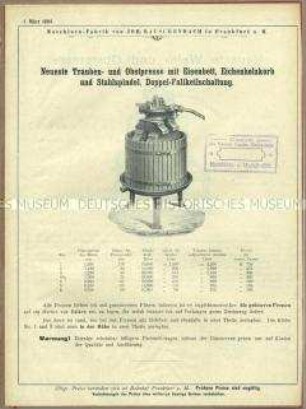 Trauben- und Obstpresse