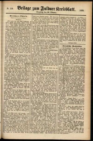 Zweite Ausgabe vom Dienstag, den 10. Oktober 1899.