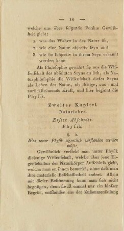 Zweites Kapitel. Naturlehre