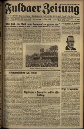 Erste Ausgabe vom Donnerstag, den 24. Mai 1934.