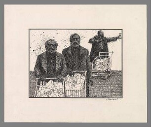 Ohne Titel (Marx, Engels, Lenin im Supermarkt)