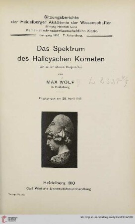 Das Spektrum des Halleyschen Kometen vor seiner oberen Konjunktion