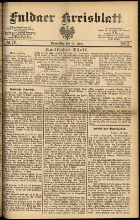 Ausgabe vom Donnerstag, den 16. Juni 1892.