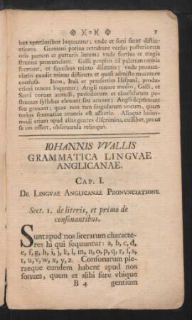 Johannis Wallis Grammatica Linguae Anglicanae.